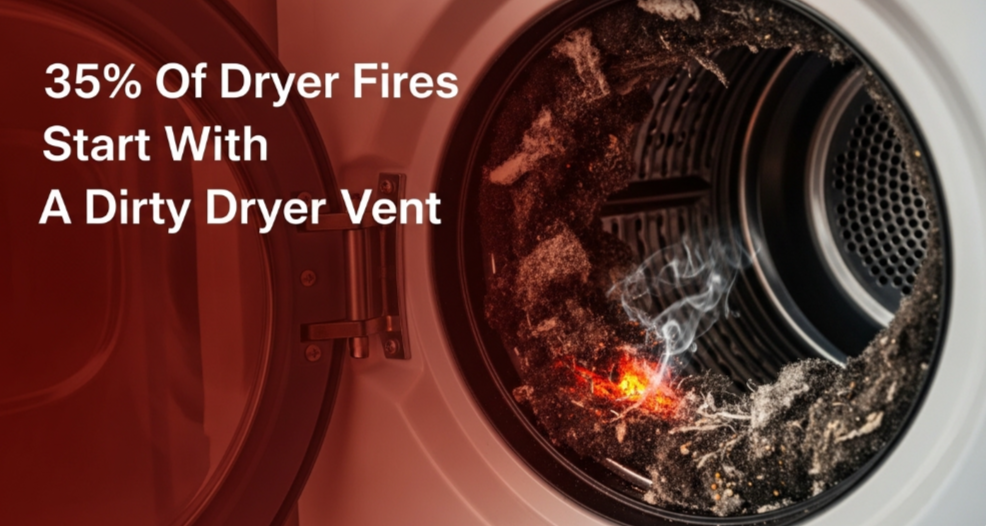 35% Of Dryer Fires Start With A Dirty Dryer Vent