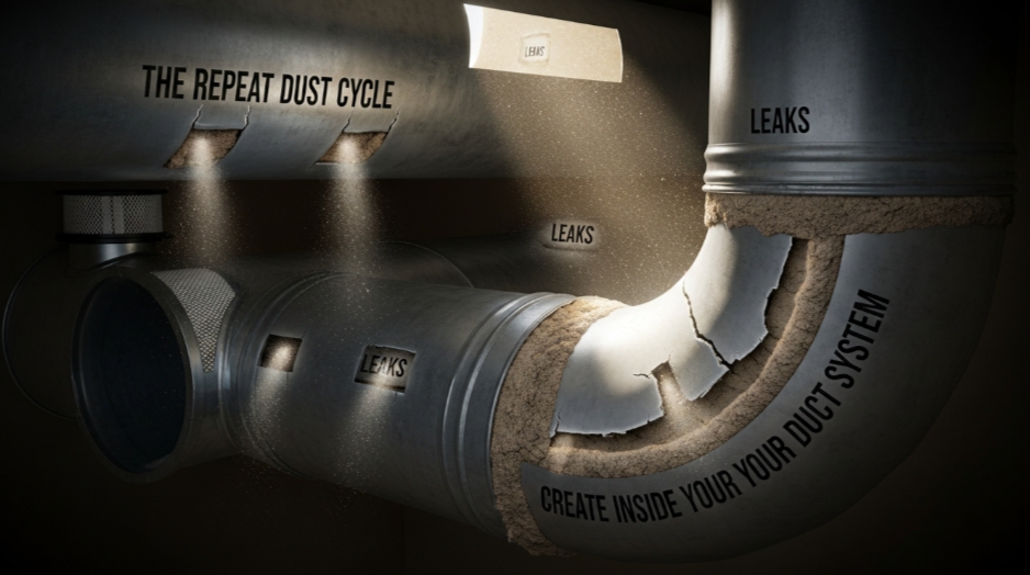 The Repeat Dust Cycle Return Leaks Create Inside Your Air Duct System