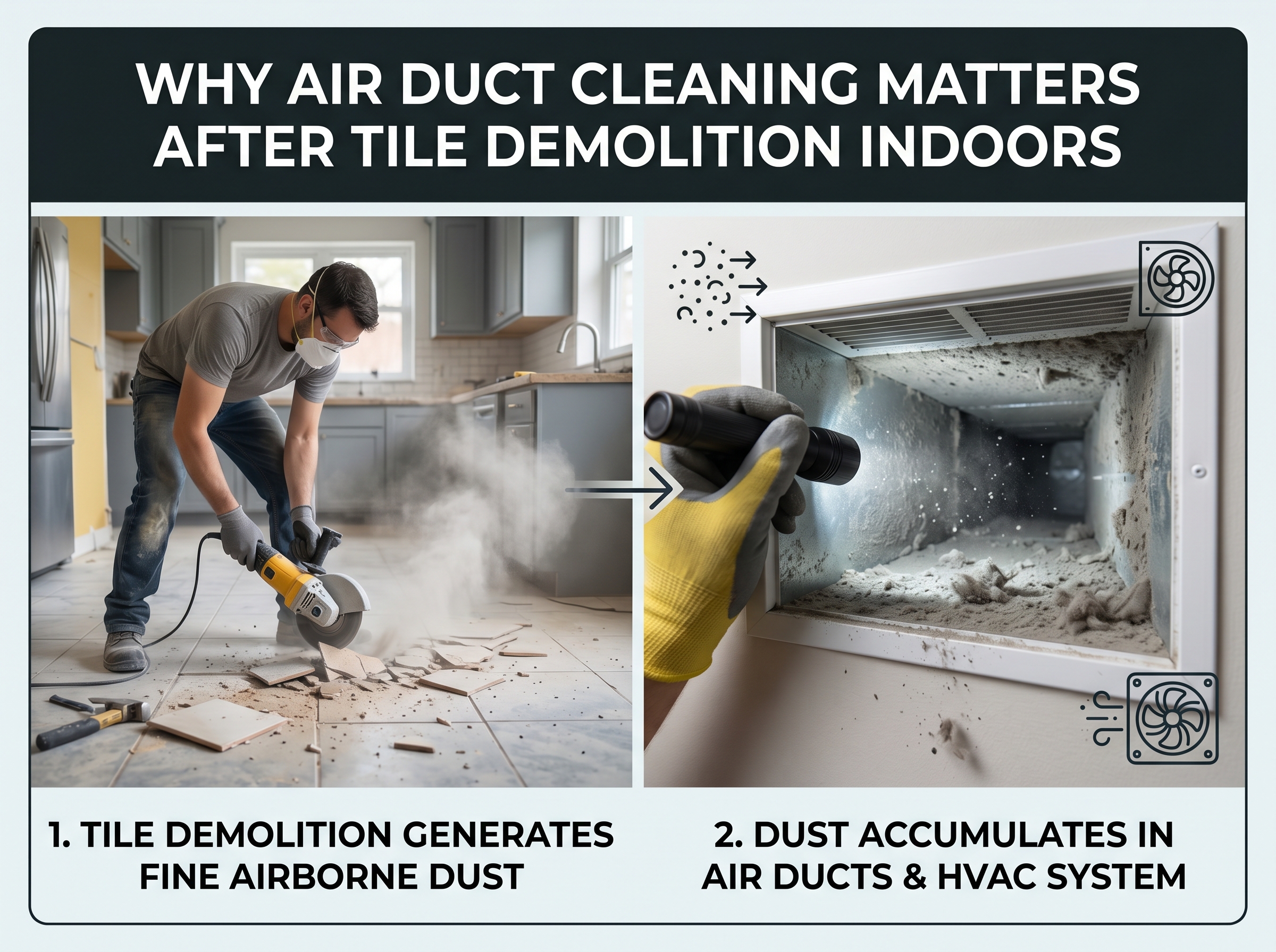 Tile Demolition Dust? Clean Air Ducts Before It Spreads